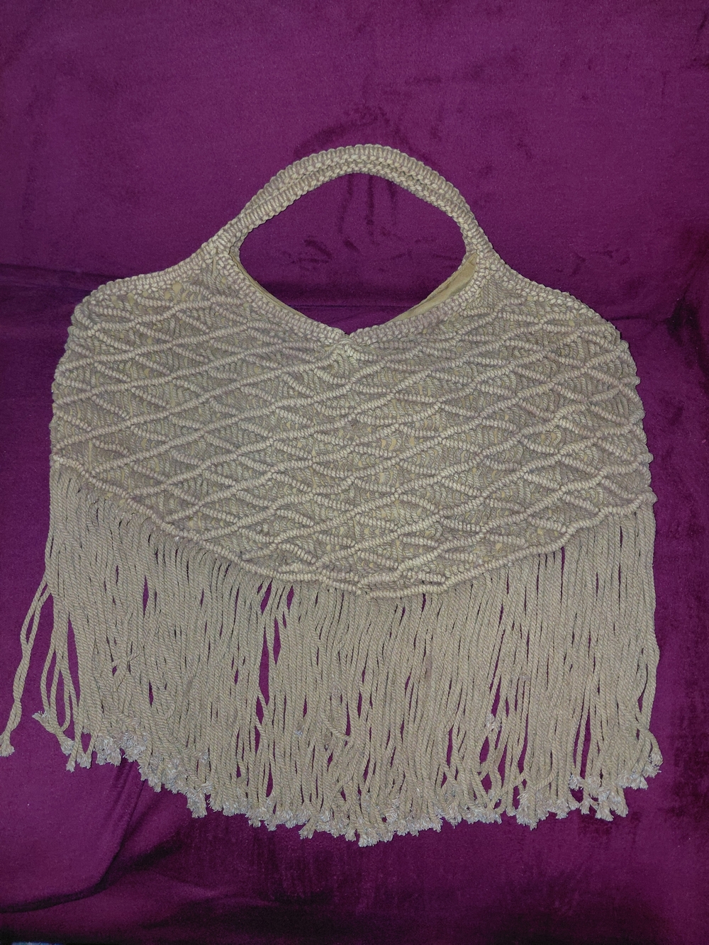 Ruggine Handwoven Fringe Shoulder Bag in Cream — Boho Macramé